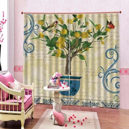 Nature Lemon Tree Branches Fruit Yummy Winter Season Curtain Photo Print For Living room Bedroom Blackout Drapes Decor Sets