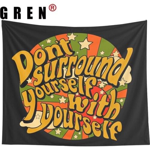 GREN Retro 80s Cartoon Psychedelic Tapestry Wall Hanging Covering Rugs Background Cloth Beach Mat Blanket Art Bedroom Home Decor