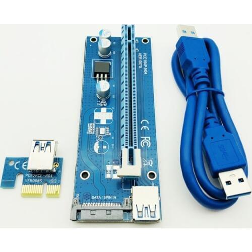 Riser 007s USB 3.0 PCI-E Riser PCI Express 1X 4x 8x 16x Extender Adapter Card SATA 15pin Power Supply for Antminer Bitcoin Miner