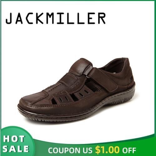Jackmiller men sandals summer breathable comfortable super Light casual brown mark line sandal men shoes hook & loop slip on