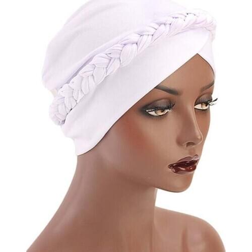 XEONGKVI Bohemian style Twist Braid Skullies Beanies Spring Autumn Brand Polyester Turban Hats For Women chemotherapy Cap