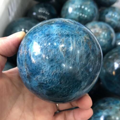 Natura Blue Apatite Ball Quartz Crystal Sphere Chakra Healing Crystal Stone Meditation Fengshui Home Decoration Free Wood Stand
