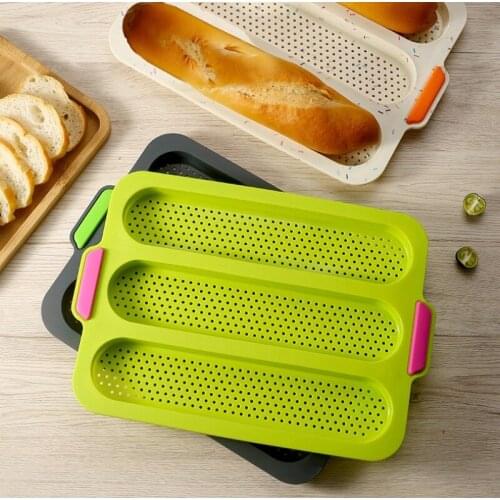 Silicone Baguette Pan Non-stick DIY Baking Tray French Bread Mold Perforated Pan Bread Crisping Tray for Cake Cooking Baker