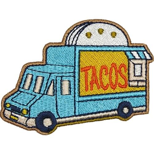 Tacos Truck Embroidery Patches Food and Drink Full Embroidered Cartoon Applique Iron on Biker Jacket Tshirt Bag High Quality DIY