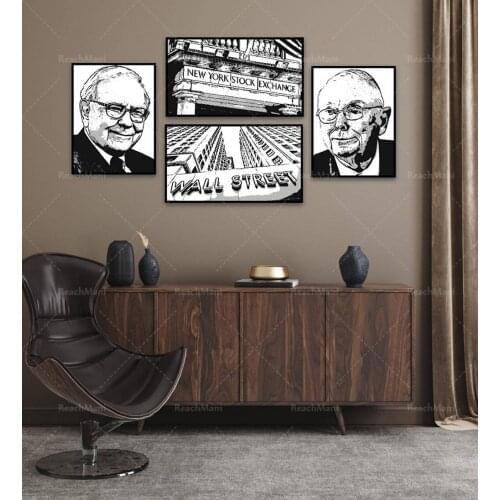 Warren Buffet Charlie Munger Stock Market Wall Street Trading Investment Money Finance Canvas Poster Art