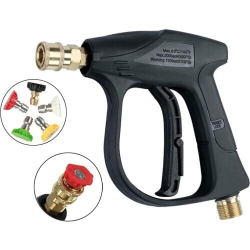 High Pressure Water Gun With 5pcs 1/4" Quick Release Spray Nozzles M22 14mm Socket For Pressure Power Washers