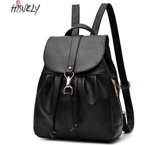 HISUELY High Quality Women Backpacks Lady Girls Travel Blosas Women Bags Leather Backpacks Rivet Backpacks Student School Bag