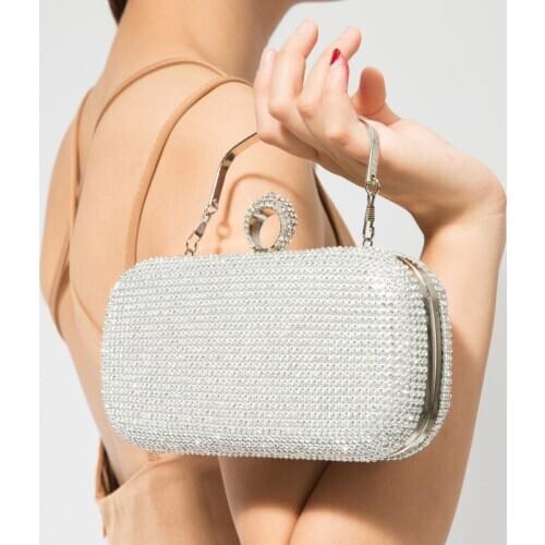 Woman Evening bag Women Diamond Rhinestone Clutch Crystal Day Clutch Wallet Wedding Purse Party Banquet Black/Gold Silver