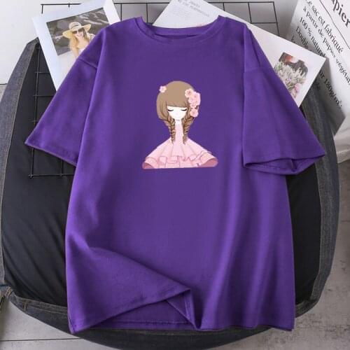 Pink Girl Cartoon Anime Woman T-shirts Summer Hip Hop Female Tees O-neck Oversize Lady Fashion Clothing Short Sleeve Camisetas