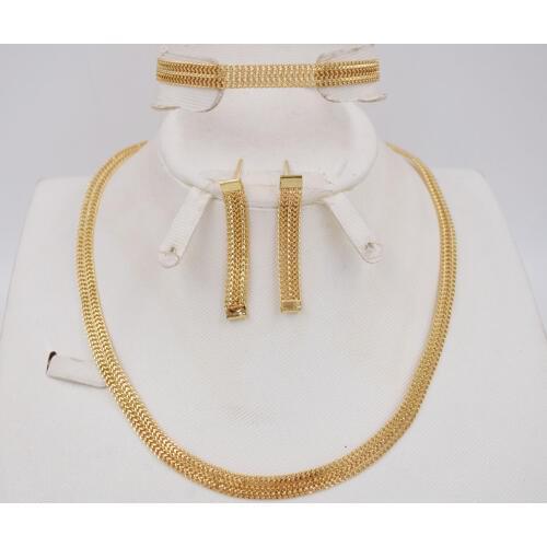 Dubai gold Exaggerated necklace Wedding jewelry sets African Beads Jewelry Set hoop earrings bracelet for women free shipping