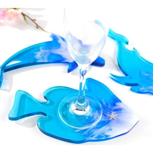 1Pcs/Set Silicone Mold Cup Pad Epoxy Resin Coaster Tea Tray Ocean Element Dolphin Octopus Shark Shape Home Decoration DIY Crafts
