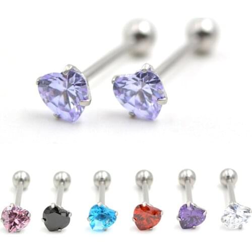 1PC Charm Heart Tongue Rings Barbell Piercing Jewelry piercing langue piercing bars tongue pircing ombligo Body Piercing Jewelry