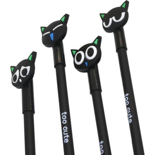4 pcs Hot sale Cute Kawaii Black Cat Gel Pen 0.38mm Kawaii Korean Stationery Creative Gift School Supplies