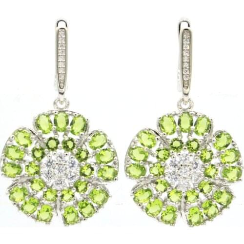 41x23mm SheCrown Lovely Cute Created Pink Kunzite White CZ Women Daily Wear 925 Sterling Silver Stud Earrings