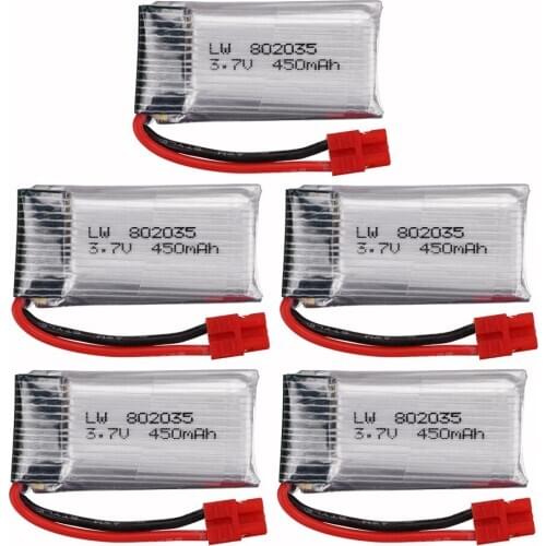 5/10pcs 3.7V Drone Battery For SYMA X15 X5A-1 X15C X15W RC Quadcopter Parts 3.7V 450mAh Lipo Battery 802035