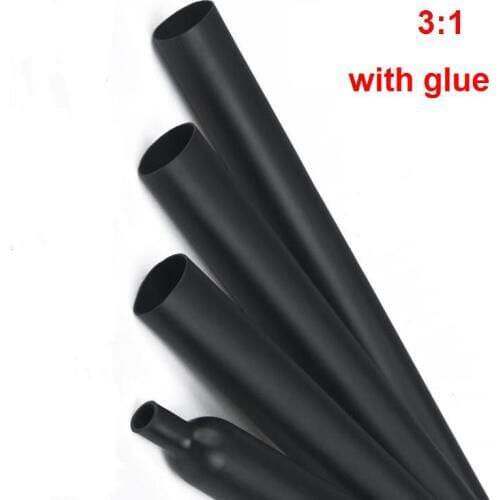 6.4MM 3:1 Gule Black double-wall thermal shrinkable tube waterproof Insulation casing 100m a reel