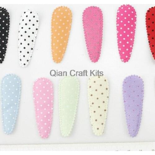 800pcs polka dot 50mm mixed colors fabric snap clip cover, padded applique, hair bow supply, barrette cover clips not included