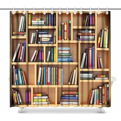 Aplysia Education Concept Books and Textbooks on the Bookshelf Art Decor Print Bathroom Shower Curtain Decorations Fabric