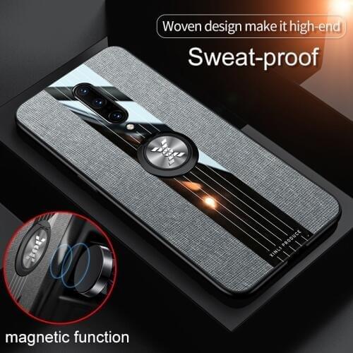 For OnePlus 7 Pro Case Luxury Hard Cloth With Ring Stand Magnet Slim protective Back cover for one plus 6 6t 7 7pro shell