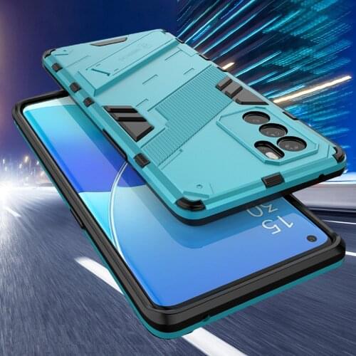 Punk Phone Case for Oppo Reno6 Reno 6 Pro+ 5G Anti Shock Lens Protection Back Build-in Kickstand Phone Cover Reno6 Stand Capas