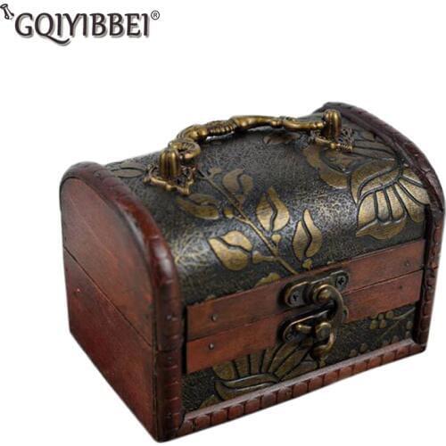 Retro Style Wooden Jewerly Box Case Organizer Holders Container Handmade Making Desktop Makeup Storage Wood Box Decorative