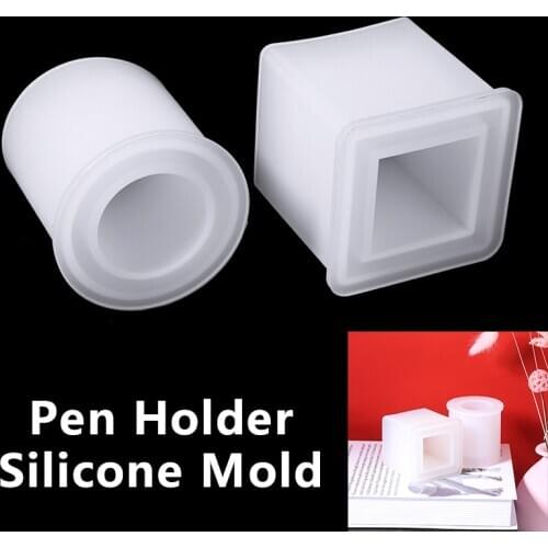 Pen Holder Silicone Molds DIY Pen Container Organizer Square Round Storage Holders For Home Supplies Parts