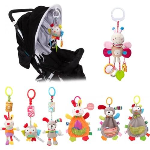 Baby Rattles Toys 0-12 Months Bed Stroller Infant Mobile Hanging Cartoon Newborn Puppy Bee Plush Toys Boys Girls погремушки