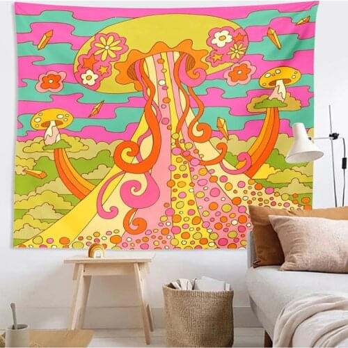 Home Dorm Decor Hanging cloth Psychedelic Mushroom Tapestry Wall Decor Girls Room Wall Hanging Room Abstract Trippy Tapestry