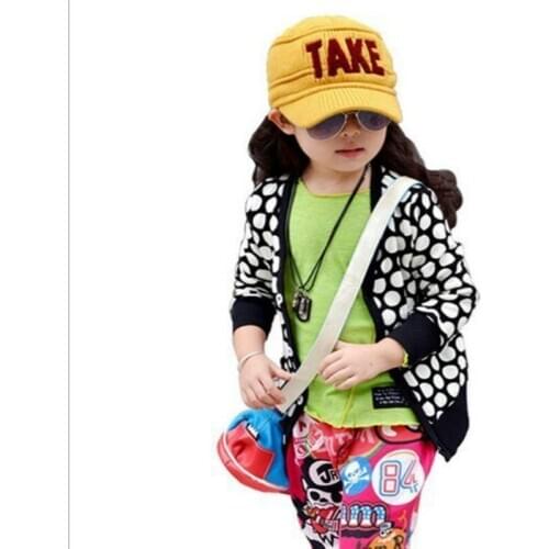 Girl Cardigan New Spring Autumn Children Clothing Fashion Girls Outerwear Big Dot Cardigan Jacket Kids Coat Casual Outwears