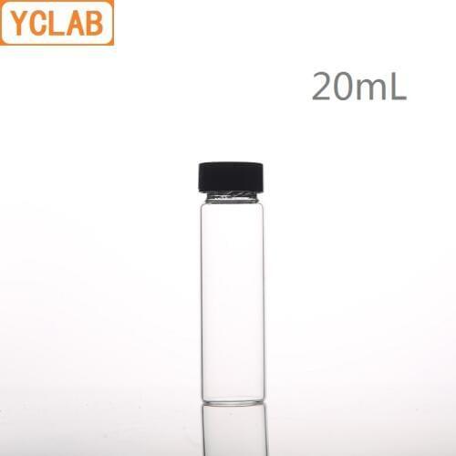 YCLAB 20mL Glass Sample Bottle Serum Bottle Transparent Screw with Plastic Cap and PE Pad Laboratory Chemistry Equipment