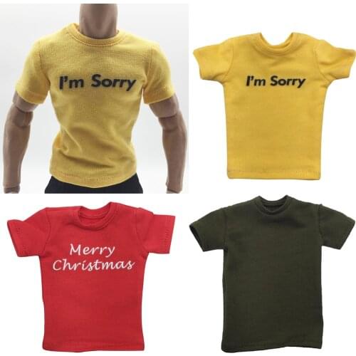 1/6 Scale Men Clothing Letter T-Shirt for 12'' Action Figures Body Dolls Toy