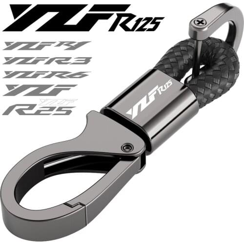 GEJOYS Metal Leather Key Chains For YAMAHA YZF YZF R1 YZF R3 YZF R6 YZF R25 YZF R125 Motorcycle Key Accessories Men Keyholders