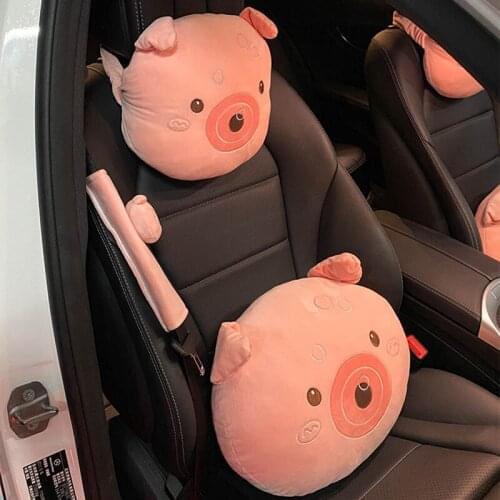 Ins Fashion Bubble Pig Head Cartoon Cushion Pillow Car Creative Lumbar Support Neck Pillow Headrest Pillow