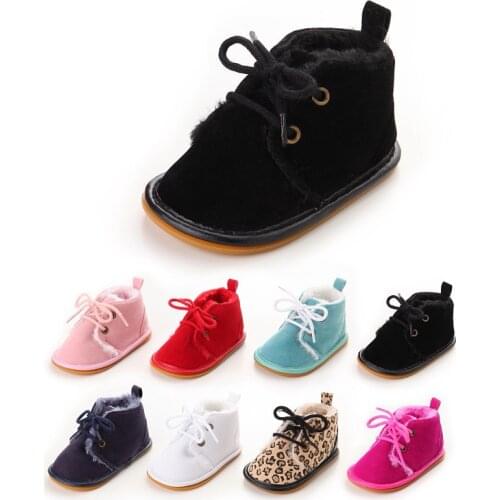Newborn Baby Boy Girl Moccasins Shoe Sneakers Soft Cotton Warm Plush Leopard Print Winter Anti Slip Baby Shoes