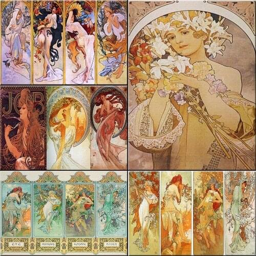 Mucha Retro Woman Art DIY 5D Diamond Painting Handmade Cross Stitch Set Diamond Mosaic Embroidery Full Square Home Decor Gift