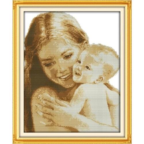Mom & sons Deep Love Chinese Counted Cross Stitch Patterns Kits Embroidery Cross Sets kits-for-embroidery Home Decor