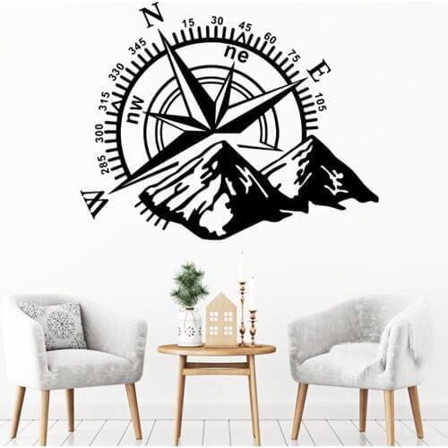 Stickers Compass Wall Sticker Bedroom Living Room Decoration Personailzed Mountain Position Mark Logo Decal Removable Home Decor