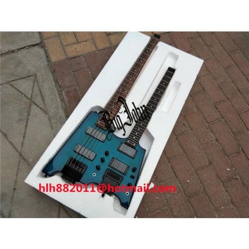 New Big John Double Neck Headless electric guitar,4 strings electric bass Upper&6 Strings Guitar Lower in Blue BJ-238
