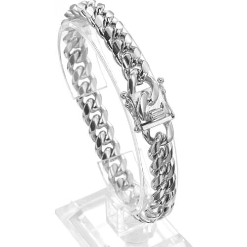 Charming 12mm Silver Color Stainless Steel Miami Cuban Chain Mens Womens Necklace Or Bracelet Unisexs Gift Jewelry 7-40"Optional