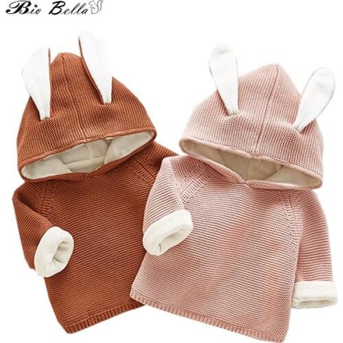 Winter Autumn Baby Coat Hooded Think Wark Causl Rabbit Long Sleeve Hot Newborn 0-36Months Clothes Kids Coats Long Sleeve Outfits