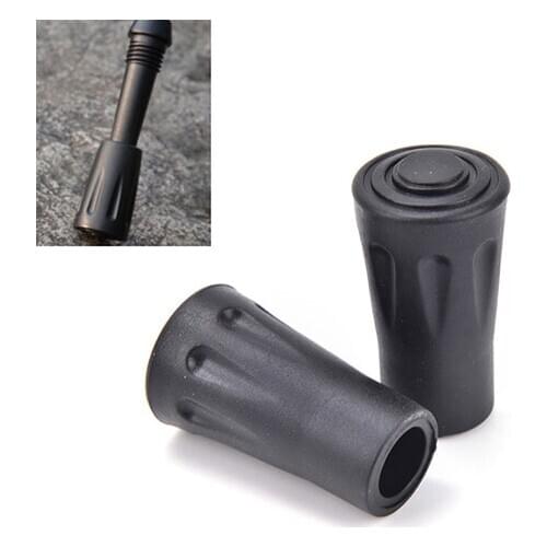 2 Pcs Rubber Tip Carbon Fiber Hike Telescope Stick Nordic Walk Camp Alloy Ferrule Crutch Bar Tungsten Trek Pole Basket