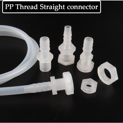 10Pcs/Lot G3/8'' Thread PP Plastic Connectors Garden Irrigation Straight Jionts Aquarium Fish Tank Adapter Air Pump Hose Fitting