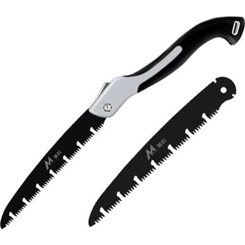 Folding Saw with 1pc Replacement Blade 250mm SK5 Steel 7TPI Wood Cutting Tools Garden Pruning Hand Saw Pruner Camping Survival