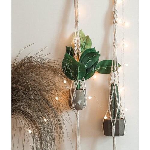 Hand-woven Plant Hangers Flower Pot Bonsai Net Bag Hanging Holder Home Decor Flower Pot Hanging Holder Decoration Crafts