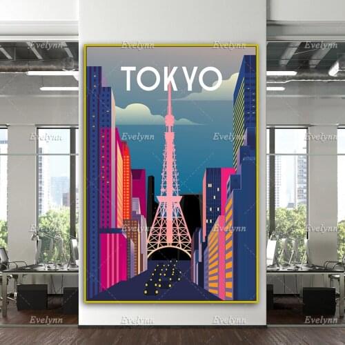 Tokyo Travel Retro Poster, Tokyo Travel Print, Tokyo Poster, Tokyo Wall Art Home Decor Canvas Living Room Decor Unique Gift