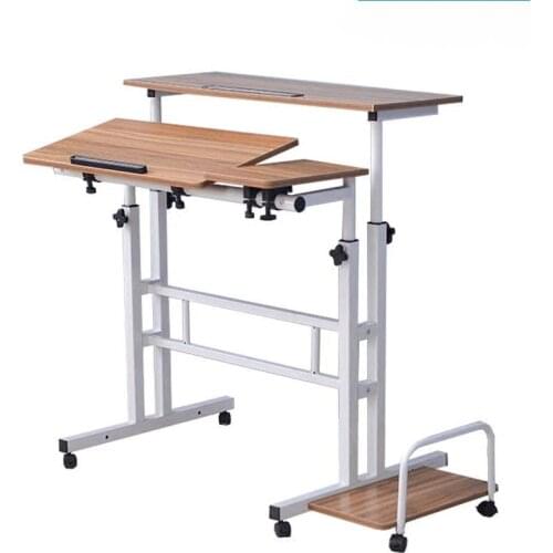 Standing Computer Desk Laptop Table with Mouse Keyboard Shelf Tray Height Adjustable Study Table