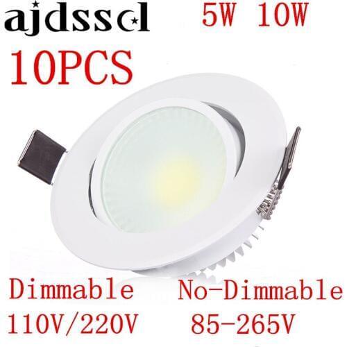 10PCS LED COB Recessed Led COBDownlight dimmable AC85-265V 5W 10W Ceiling Lamp Indoor Lighting with Led driver Led Spot Lighting