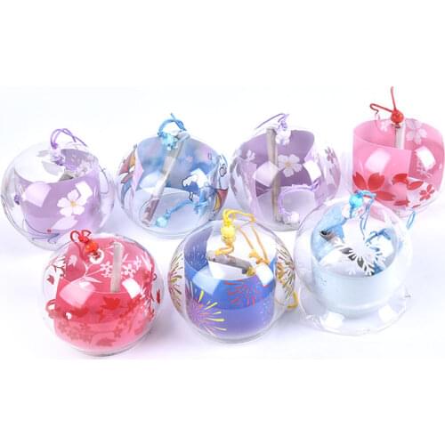 1pcs Romantic Crafts Japanese Cherry Blossom Glass Wind Chimes Bells Home Garden Office Ornament Indoor Window Hanging Decor