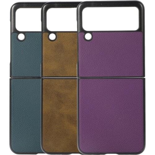 Luxury Fashion Fold PU Leather Case Cover For Samsung Galaxy Z Flip 3 5G Business Retro Vintage Protector Shell Para Cover