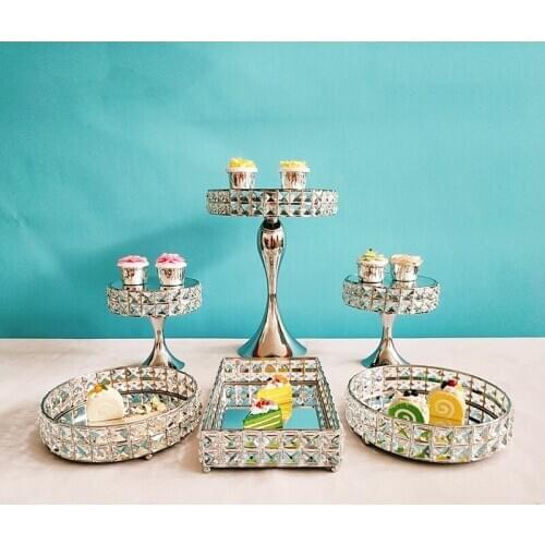 Silver square crystal Cupcake Display Stand Dessert Wedding Birthday Party Des